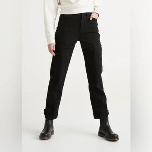 Black DU/ER All-Weather Denim High Rise Barrel Pant | Size 32